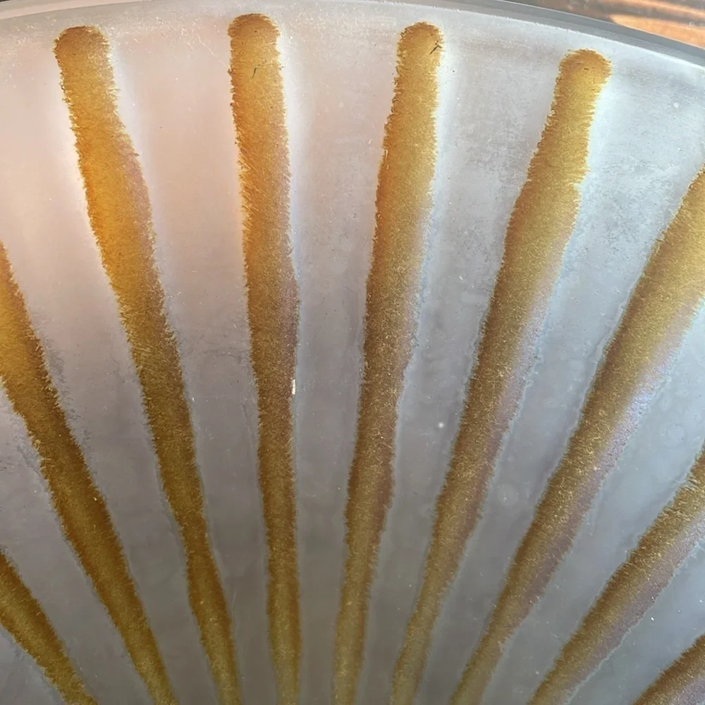 Vintage Frosted Glass Globe with Amber Stripes